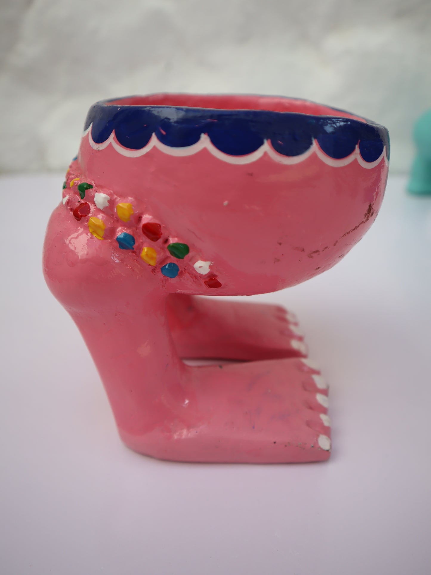 Carved Red Legged Wooden Bowl