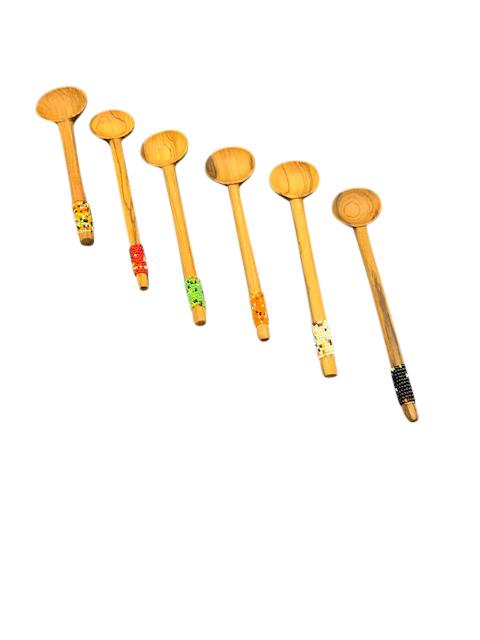 Beaded wooden salad spoons