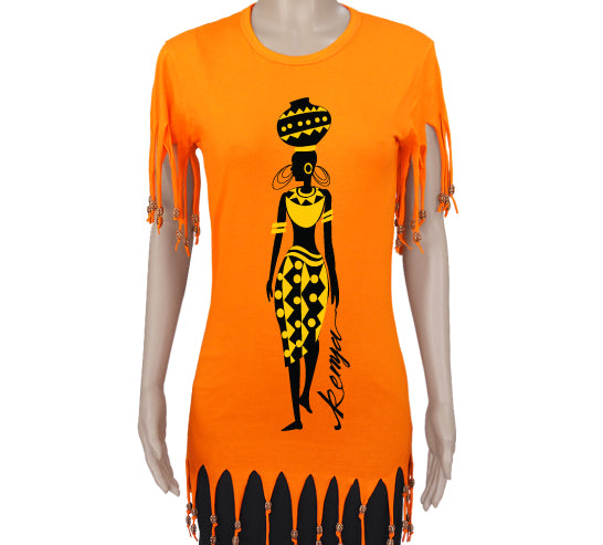 Tassles Tshirt Kenya woman