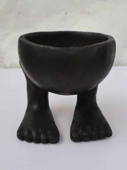 Carved Black Legged Wooden Bowl