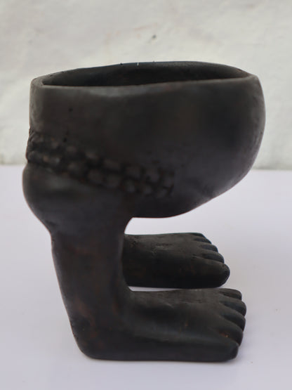 Carved Black Legged Wooden Bowl