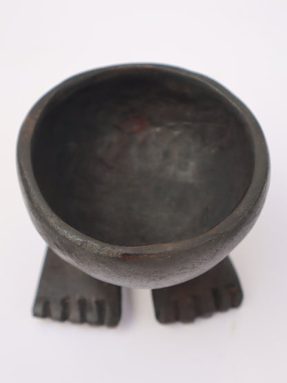 Carved Black Legged Wooden Bowl