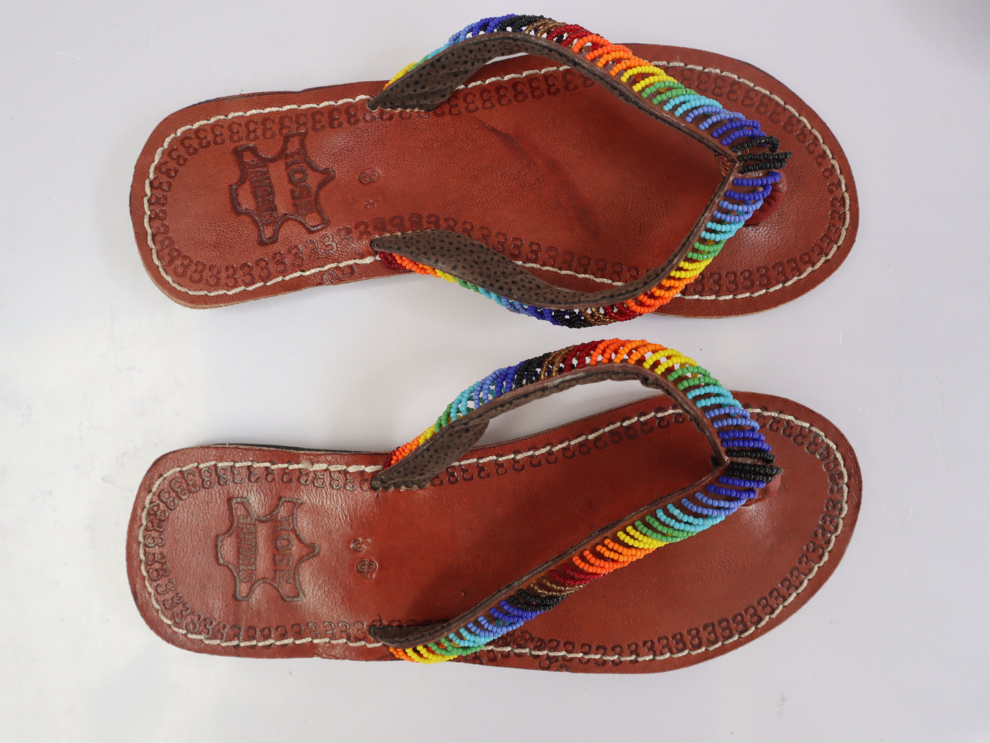 African Leather Beaded Sandals 3