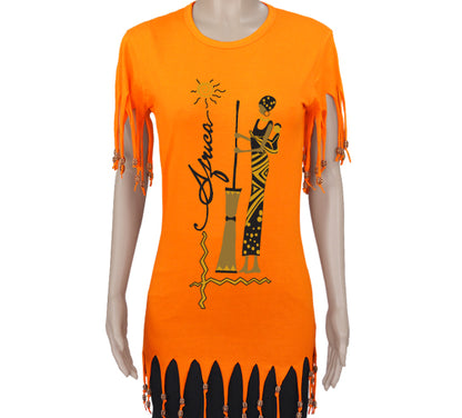 Tassles Tshirt African woman