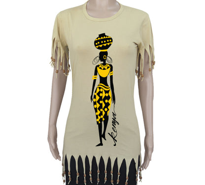 Tassles Tshirt Kenya woman